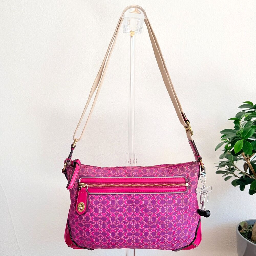 Coach Y2K Poppy 50288 Signature East West Swingpack Magenta Pink Crossbody Bag